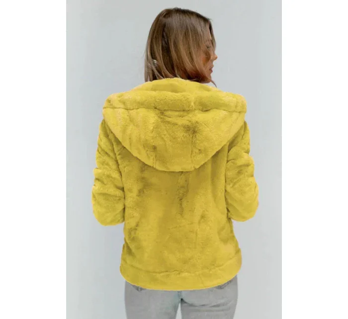 Žlutá plyšová bunda s kapucí model 7835925 - Libland
