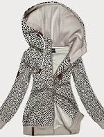 Dámska otvorená mikina so srdiečkami svetlo béžová (2315)