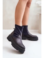 Zazoo 2947 Wsuwane Botki Damskie Ze Skóry Naturalnej Czarne