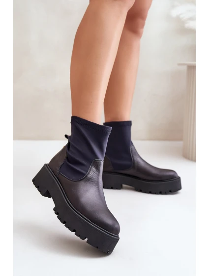 model 21672993 Dámské boty z přírodní kůže černé - Zazoo