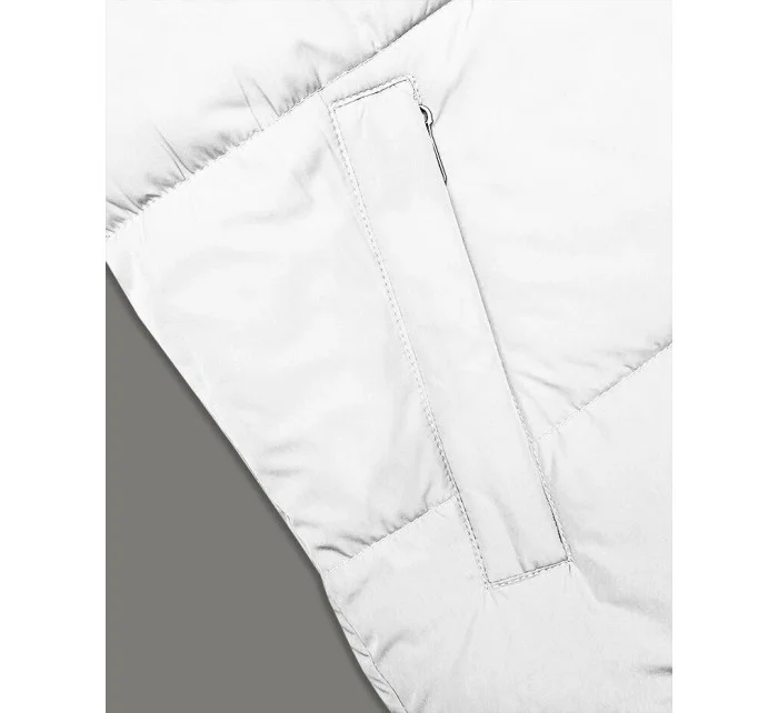 Bielo-čierna krátka dámska vesta J.STYLE s kapucňou (16M9112-281)