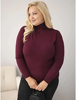 Dámský viskózový svetr Plus Size s rolákem v klasickém střihu švestkový