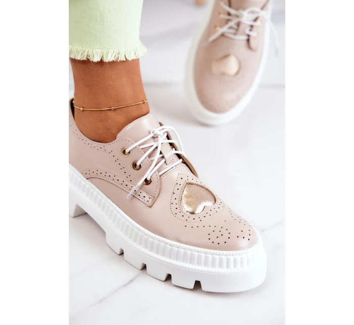 Kožené Boty S Srdce Béžová model 21577187 - Boto