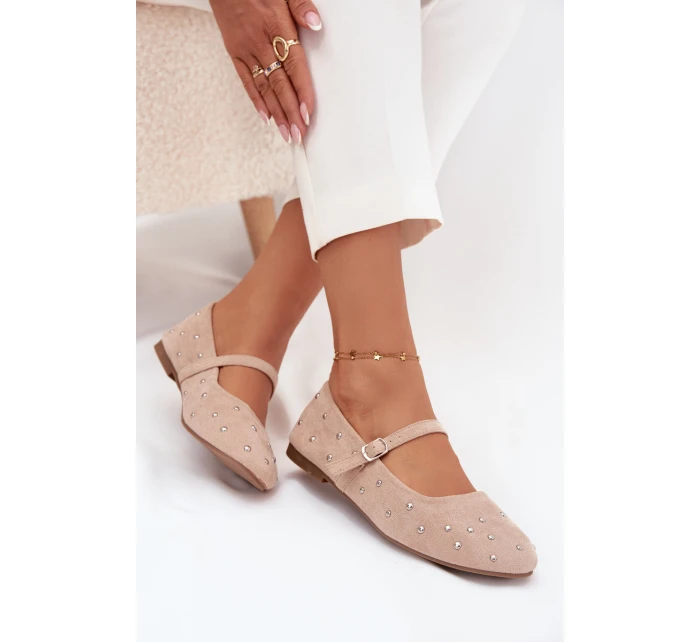 Zdobione Baleriny Damskie Z Paskiem Różowe Olivisse