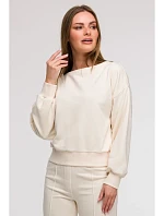 B293 Mikina s kapucňou s otvoreným chrbtom - vanilka