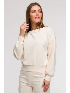 B293 Mikina s kapucňou s otvoreným chrbtom - vanilka