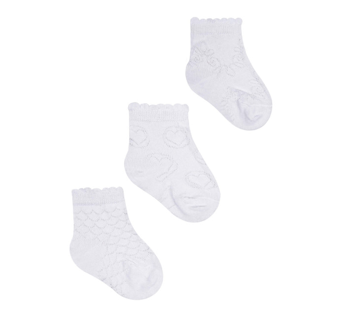 Yoclub Dievčenské žakárové ponožky 3-pack SKL-0006G-0100 White