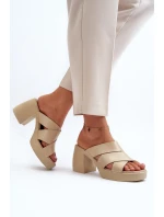 Kožené papuče Zazoo na béžovom bloku