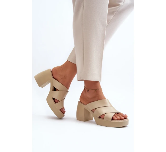 Kožené papuče Zazoo na béžovom bloku