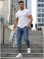 Pánske modré džínsové nohavice slim fit FashionStreet UX4481 Pánske modré džínsové nohavice slim fit FashionStreet UX4481