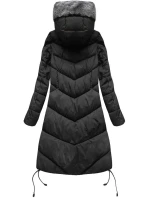 Černá dlouhá zimní bunda s kapucí model 21241716 - Libland