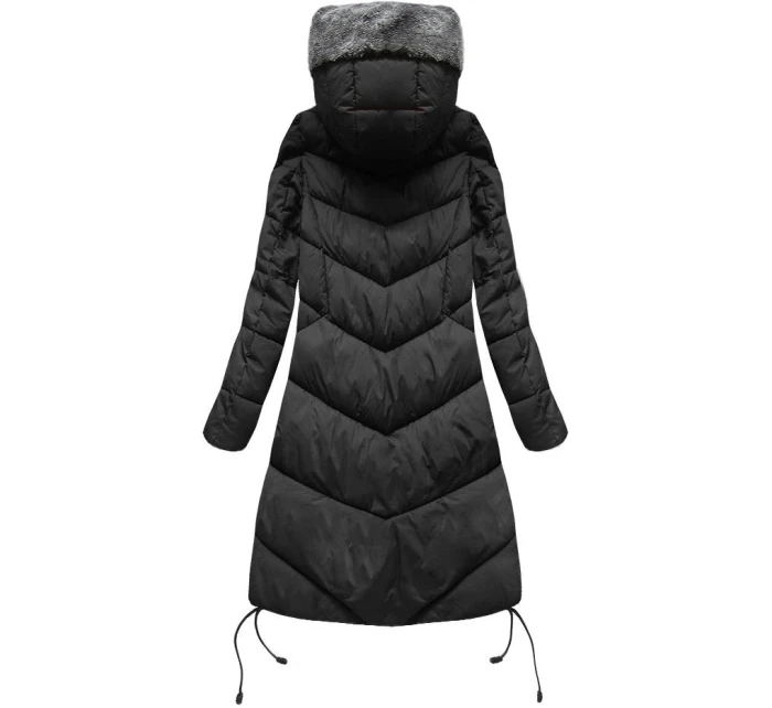Černá dlouhá zimní bunda s kapucí model 21241716 - Libland