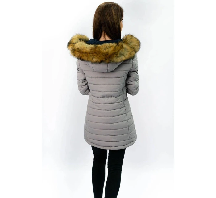 Tmavomodro-šedá obojstranná dámska zimná bunda s kapucňou (w213) Tmavomodro-šedá obojstranná dámska zimná bunda s kapucňou (w213)