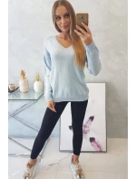 Svetr s výstřihem do V modrý