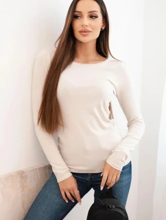 Dámsky viskózový sveter s okrúhlym výstrihom a priliehavým strihom béžovej farby