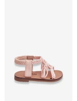 Dziecięce Plecione Wsuwane Sandały Różowe Tracy
