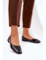 Lakierowane Eleganckie Baleriny Damskie Z Ozdobnym Detalem Vinceza 17377 Czarne