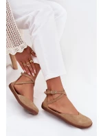 Zamszowe Baleriny Damskie Barefoot Z Paskami Zazoo 191 Beżowe