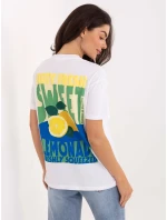 T shirt model 21798130 biało żółty - FPrice T shirt model 21798130 biało żółty - FPrice