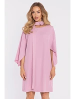 M908 Šaty s ozdobnými širokými rukávmi - púdrové