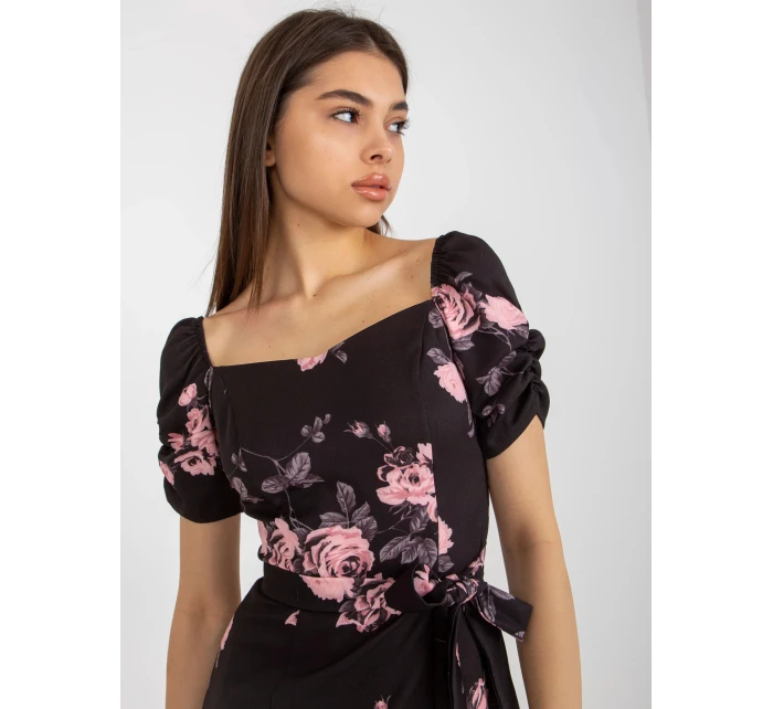 Dámské šaty LK SK model 21893574 Černá s růžovou vzor - FPrice