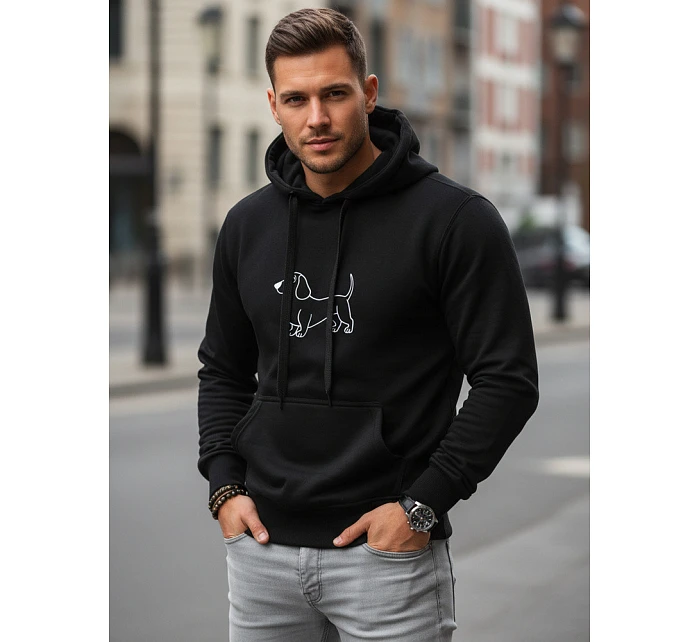 Pánska mikina s potlačou jazvečíka čierna FashionStreet NX0221B