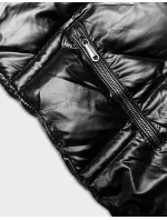 Obojstranná čierna dámska bunda s asymetrickou spodnou časťou (16M9136-392)