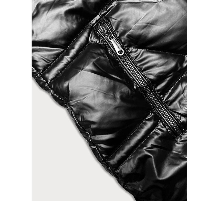Obojstranná čierna dámska bunda s asymetrickou spodnou časťou (16M9136-392)