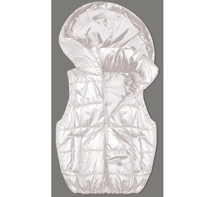 Biela páperová vesta s odnímateľnou kapucňou (B8247-26)