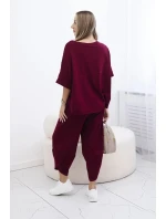 Súprava bavlnená blúzka + nohavice bordová Súprava bavlnená blúzka + nohavice bordová