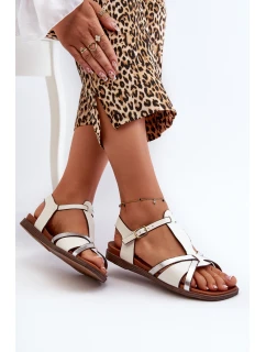 Sandały Damskie Płaskie Z Eko Skóry Sergio Leone SK071H Białe