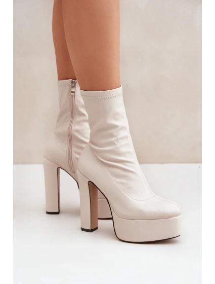 Topánky na vysokom podpätku a platforme Light Beige Tennira