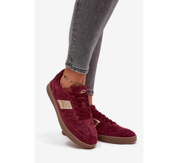 Semišové dámské tenisky model 21708290 bordó - VINCEZA