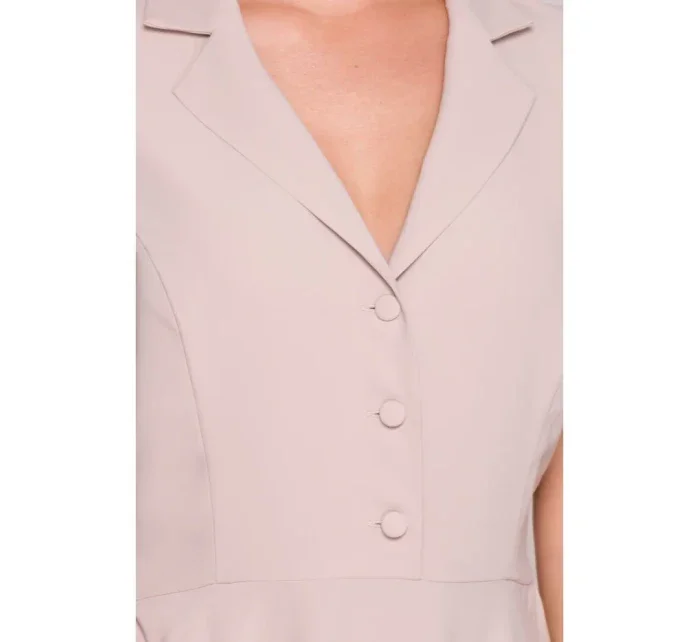 S409 Priliehavé košeľové šaty - béžové