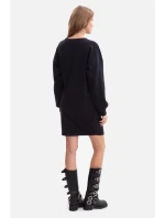 model 21379818 Pletené šaty s bočními záhyby černé - BeWear