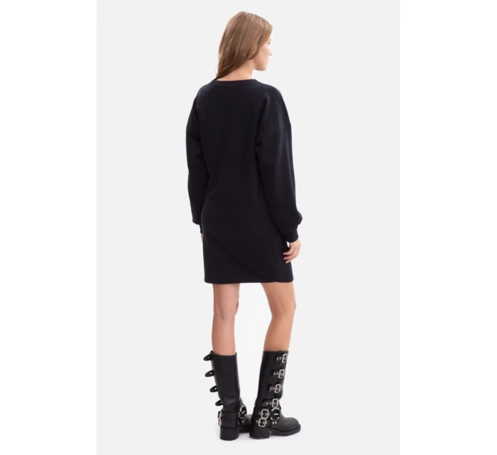 model 21379818 Pletené šaty s bočními záhyby černé - BeWear