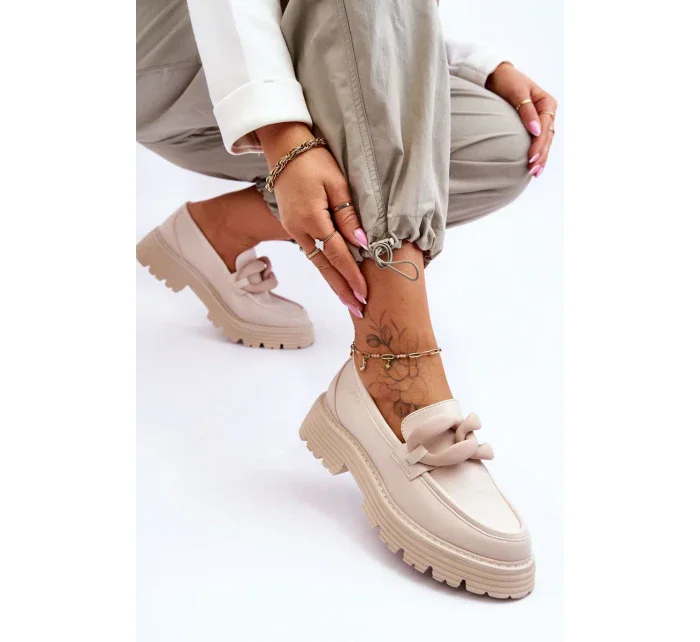 Kožené mokasínové boty Big Star Béžová Kožené mokasínové boty Big Star Béžová