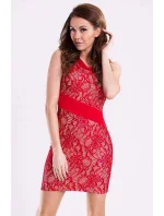 Dámske krajkové šaty EMAMODA červené - Červená / M - YNS