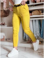 Dámské kalhoty slim fit s páskem hořčicové Dstreet model 21986217 - FashionStreet