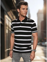 Pánské pruhované polo tričko černé Dstreet model 21987929 - FashionStreet