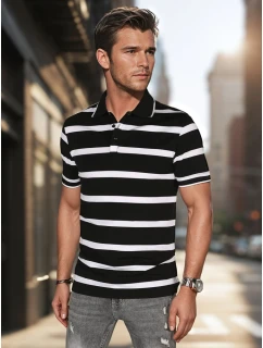 Pánské pruhované polo tričko černé Dstreet model 21987929 - FashionStreet