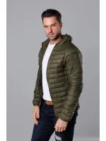 Pánska prešívaná bunda v olivovej farbe s kapucňou (HM112-7) Pánska prešívaná bunda v olivovej farbe s kapucňou (HM112-7)