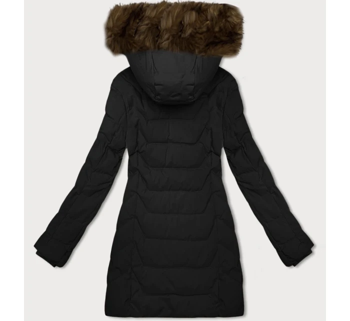 Černobéžová dámská bunda s kapucí model 21439603 - J.STYLE Černobéžová dámská bunda s kapucí model 21439603 - J.STYLE