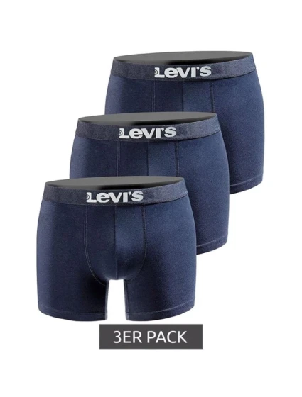Pánske tmavomodré bavlnené boxerky Levi's v balení po 3 kusy