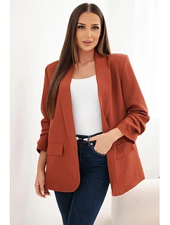 Elegantný sako s klopami, hnedé