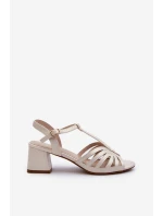 Damskie Sandały Na Obcasie Sergio Leone SK880 Perłowe
