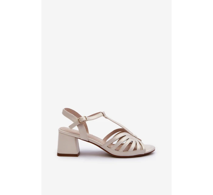 Damskie Sandały Na Obcasie Sergio Leone SK880 Perłowe