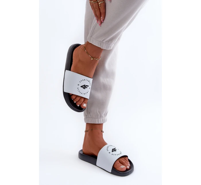 Damskie Klapki 4FMM00FFLIF044A-10S Biało-Czarne Damskie Klapki 4FMM00FFLIF044A-10S Biało-Czarne