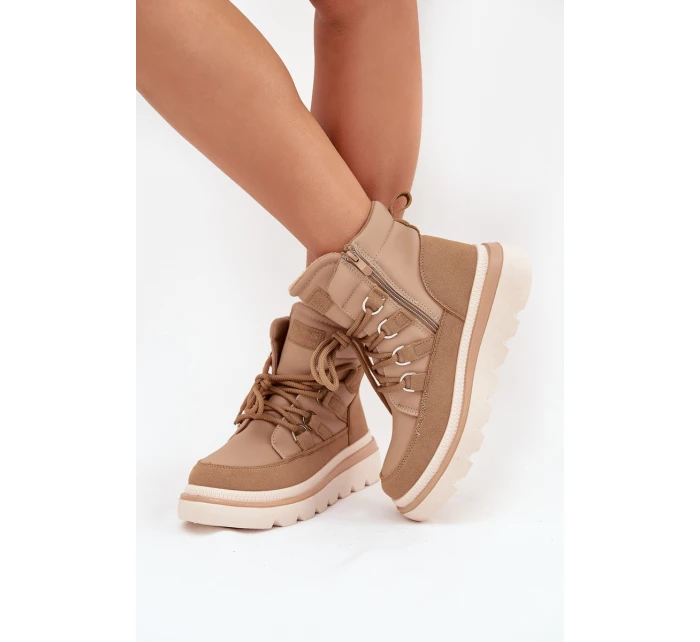 Dámské Botky Trapery Na Platformě Camel model 21705281 - Boto Dámské Botky Trapery Na Platformě Camel model 21705281 - Boto