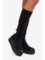 Dámské  Kolena Na Platformě A Klínu Černé model 21707958 - VINCEZA